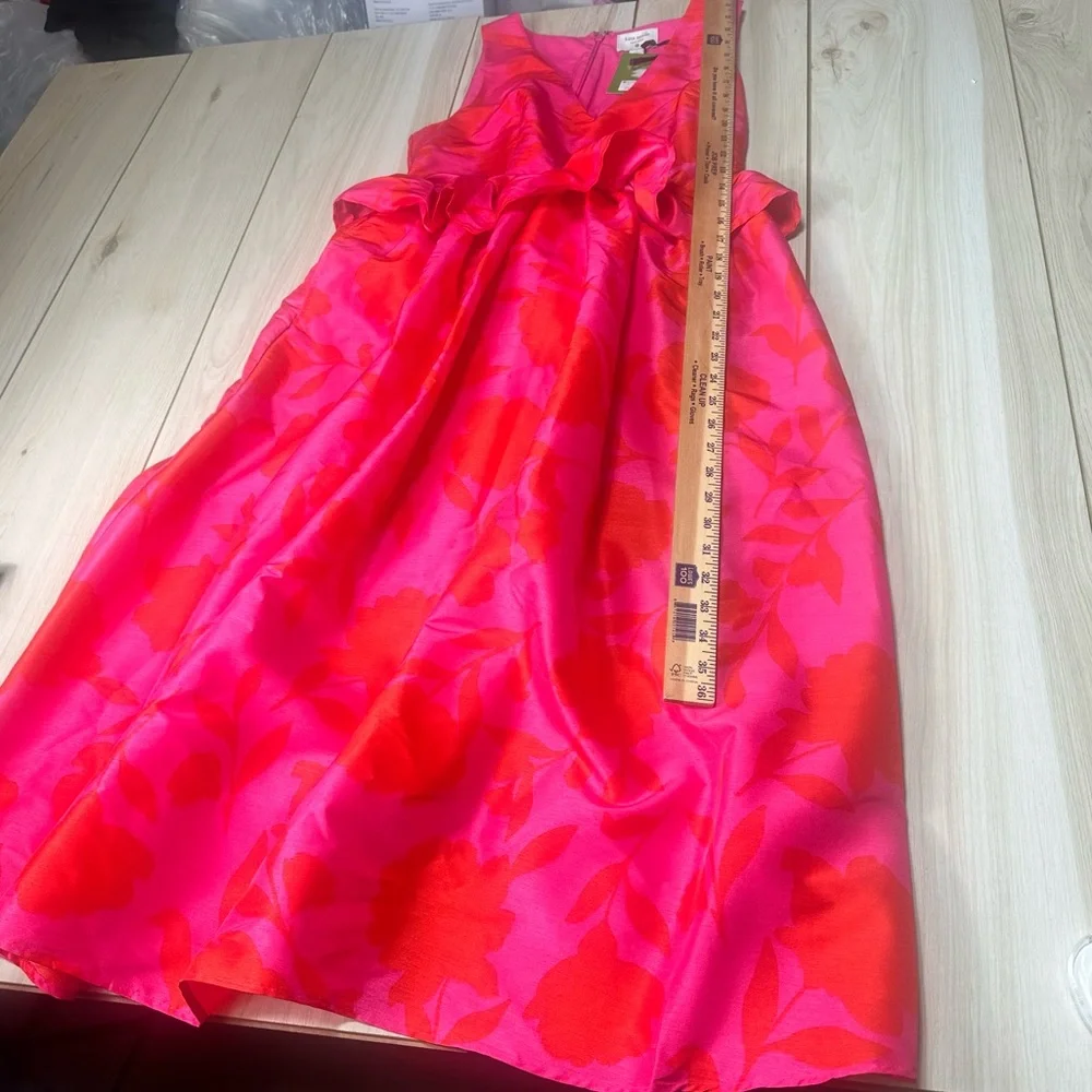 Kate Spade x‎ Target Classic Rose Peplum Midi Dress in Pink and Red Size 6 NWT